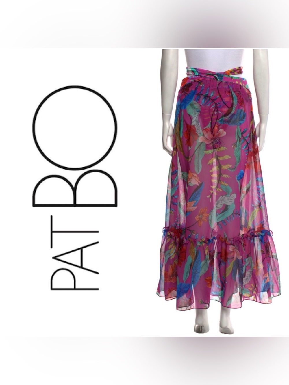 PatBo Zambia Beach Skirt in Magenta Flora